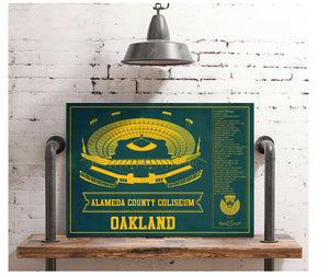 Cutler West Oakland As Alameda County Coliseum Seating Chart - Vintage Baseball Fan - Team Color Print