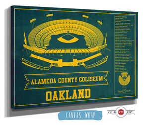 Cutler West Oakland As Alameda County Coliseum Seating Chart - Vintage Baseball Fan - Team Color Print