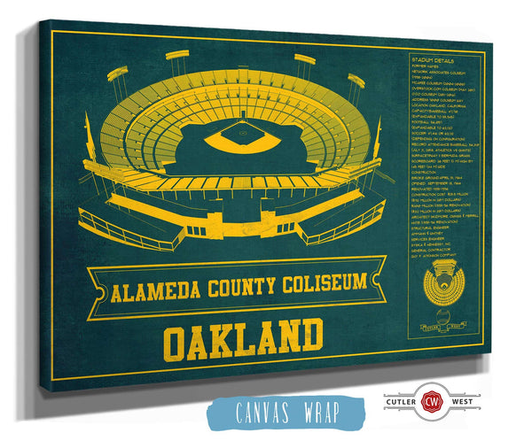Cutler West Oakland As Alameda County Coliseum Seating Chart - Vintage Baseball Fan - Team Color Print