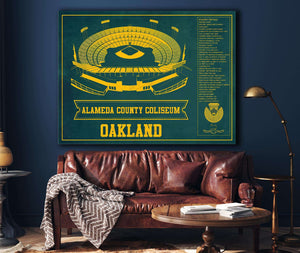 Cutler West Oakland As Alameda County Coliseum Seating Chart - Vintage Baseball Fan - Team Color Print