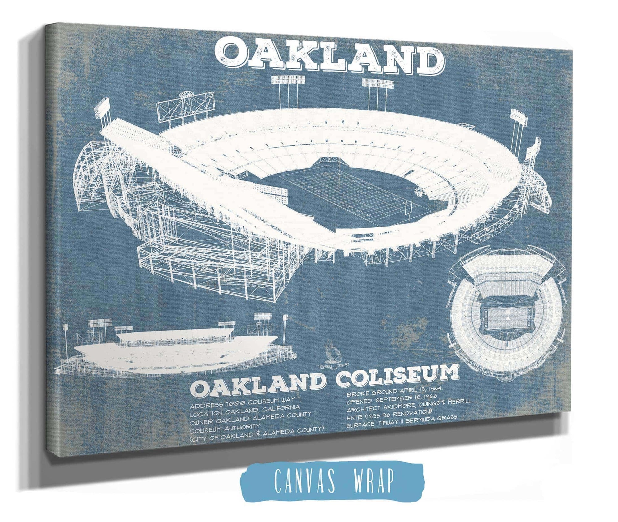 Cutler West Pro Football Collection Oakland Raiders Oakland Coliseum NFL Vintage Football Print