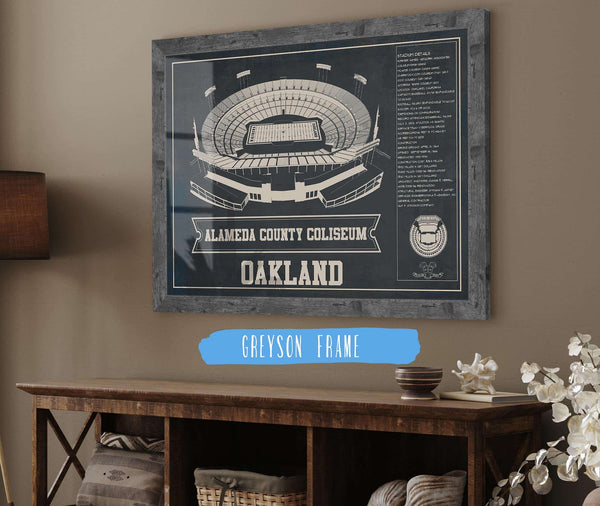 14" x 11" / Greyson Frame Cutler West Oakland Raiders Alameda County Coliseum Vintage - Vintage Football Print