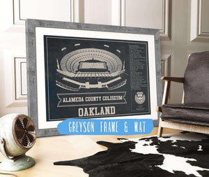 14" x 11" / Greyson Frame & Mat Cutler West Oakland Raiders Alameda County Coliseum Vintage - Vintage Football Print