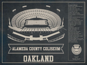 14" x 11" / Unframed Cutler West Oakland Raiders Alameda County Coliseum Vintage - Vintage Football Print