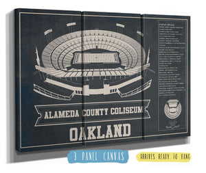 36" x 24" / 3 Panel Canvas Wrap Cutler West Oakland Raiders Alameda County Coliseum Vintage - Vintage Football Print