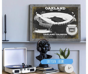 Cutler West Oakland Raiders Team Color Alameda County Coliseum Seating Chart - Vintage Football Print
