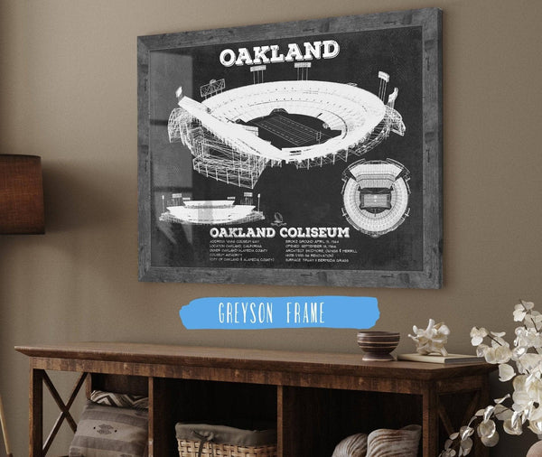 14" x 11" / Greyson Frame & Mat Cutler West Oakland Raiders Team Color Alameda County Coliseum Seating Chart - Vintage Football Print