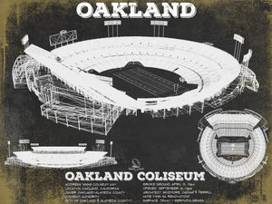 14" x 11" / Unframed Cutler West Oakland Raiders Team Color Alameda County Coliseum Seating Chart - Vintage Football Print