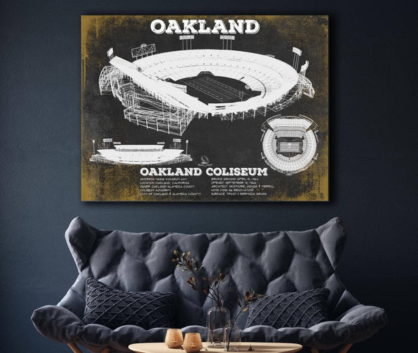 Cutler West Oakland Raiders Team Colors Oakland Coliseum NFL Vintage Football Print