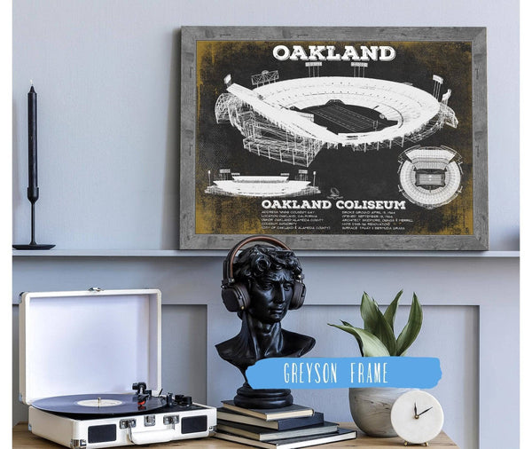 14" x 11" / Greyson Frame Cutler West Oakland Raiders Team Colors Oakland Coliseum NFL Vintage Football Print