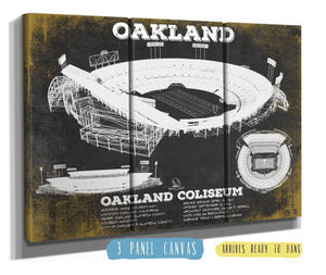 36" x 24" / 3 Panel Canvas Wrap Cutler West Oakland Raiders Team Colors Oakland Coliseum NFL Vintage Football Print