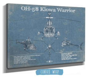 Cutler West OH-58 Kiowa Warrior Helicopter Vintage Aviation Blueprint Military Print