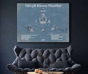 Cutler West OH-58 Kiowa Warrior Helicopter Vintage Aviation Blueprint Military Print
