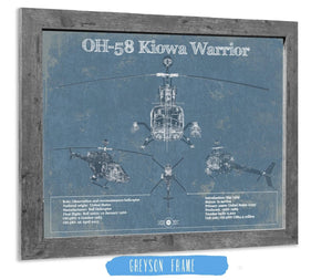 Cutler West OH-58 Kiowa Warrior Helicopter Vintage Aviation Blueprint Military Print