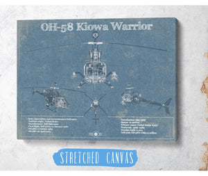 Cutler West OH-58 Kiowa Warrior Helicopter Vintage Aviation Blueprint Military Print