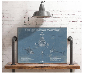 Cutler West OH-58 Kiowa Warrior Helicopter Vintage Aviation Blueprint Military Print