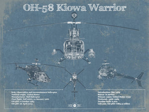 14" x 11" / Unframed Cutler West OH-58 Kiowa Warrior Helicopter Vintage Aviation Blueprint Military Print