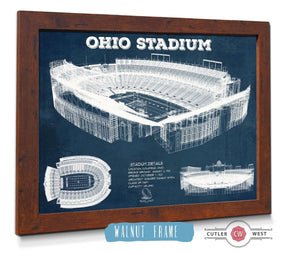 Cutler West Ohio State Buckeyes Art - Ohio Stadium Vintage Stadium Blueprint Art Print