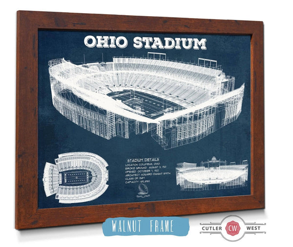 Cutler West Ohio State Buckeyes Art - Ohio Stadium Vintage Stadium Blueprint Art Print