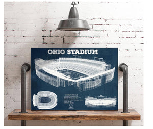 Cutler West Ohio State Buckeyes Art - Ohio Stadium Vintage Stadium Blueprint Art Print
