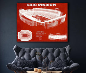 Cutler West Ohio State Buckeyes Art - Ohio Stadium Vintage Stadium Blueprint Art Team Print