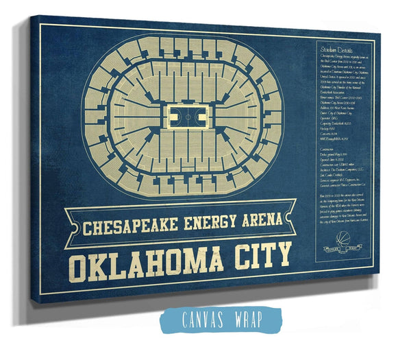 Cutler West Oklahoma City Thunder - Chesapeake Energy Arena Vintage Basketball Blueprint NBA Print