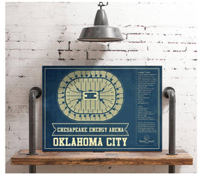 Cutler West Oklahoma City Thunder - Chesapeake Energy Arena Vintage Basketball Blueprint NBA Print