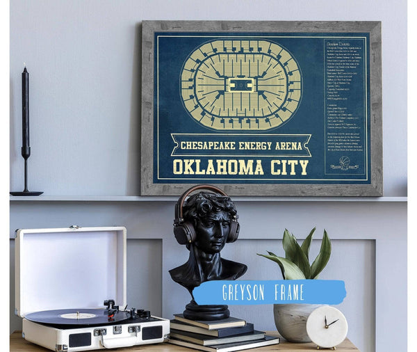 Cutler West Oklahoma City Thunder - Chesapeake Energy Arena Vintage Basketball Blueprint NBA Print