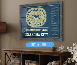 Cutler West Oklahoma City Thunder - Chesapeake Energy Arena Vintage Basketball Blueprint NBA Print