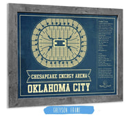 Cutler West Basketball Collection 14" x 11" / Greyson Frame Oklahoma City Thunder - Chesapeake Energy Arena Vintage Basketball Blueprint NBA Print 661241716_77230