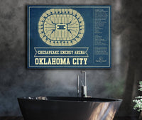 Cutler West Basketball Collection Oklahoma City Thunder - Chesapeake Energy Arena Vintage Basketball Blueprint NBA Print