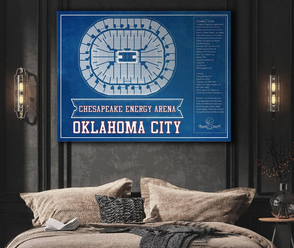 Cutler West Oklahoma City Thunder - Chesapeake Energy Arena Vintage Basketball Blueprint NBA Team Color Print