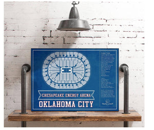 Cutler West Oklahoma City Thunder - Chesapeake Energy Arena Vintage Basketball Blueprint NBA Team Color Print