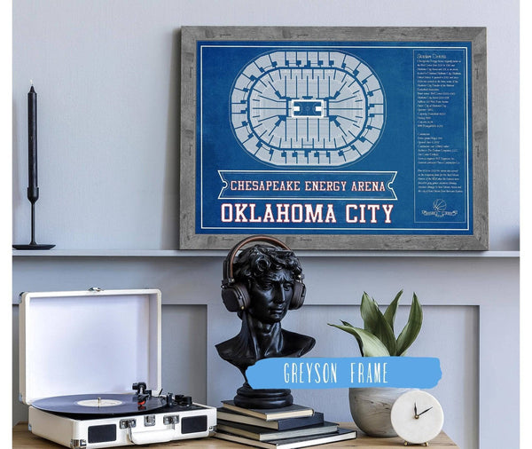 Cutler West Oklahoma City Thunder - Chesapeake Energy Arena Vintage Basketball Blueprint NBA Team Color Print