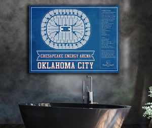 Cutler West Oklahoma City Thunder - Chesapeake Energy Arena Vintage Basketball Blueprint NBA Team Color Print