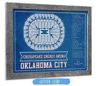 Cutler West Basketball Collection 14" x 11" / Greyson Frame Oklahoma City Thunder - Chesapeake Energy Arena Vintage Basketball Blueprint NBA Team Color Print 661241716-TEAM_77164