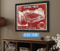 Cutler West College Football Collection 14" x 11" / Black Frame Oklahoma Sooners Football - Gaylord Family Oklahoma Memorial Vintage Stadium Blueprint Art Print 640140800-TOP_70098