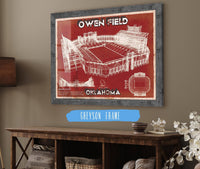 Cutler West College Football Collection 14" x 11" / Greyson Frame Oklahoma Sooners Football - Gaylord Family Oklahoma Memorial Vintage Stadium Blueprint Art Print 640140800-TOP_70104