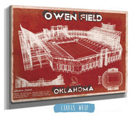 Cutler West Oklahoma Sooners Football - Gaylord Family Oklahoma Memorial Vintage Stadium Blueprint Art Print