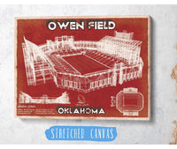 Cutler West Oklahoma Sooners Football - Gaylord Family Oklahoma Memorial Vintage Stadium Blueprint Art Print