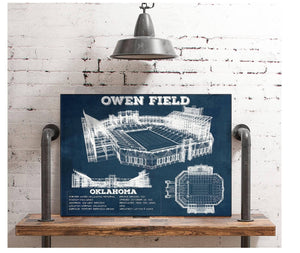 Cutler West Oklahoma Sooners Football Gaylord Family Oklahoma Memorial Vintage Stadium Blueprint Art Print