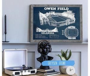 Cutler West Oklahoma Sooners Football Gaylord Family Oklahoma Memorial Vintage Stadium Blueprint Art Print