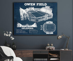 Cutler West Oklahoma Sooners Football Gaylord Family Oklahoma Memorial Vintage Stadium Blueprint Art Print