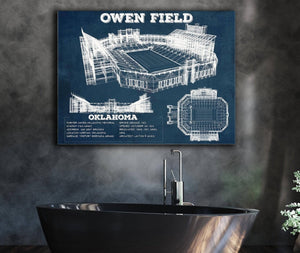 Cutler West Oklahoma Sooners Football Gaylord Family Oklahoma Memorial Vintage Stadium Blueprint Art Print