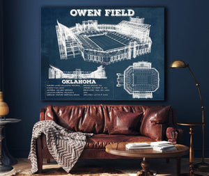 Cutler West Oklahoma Sooners Football Gaylord Family Oklahoma Memorial Vintage Stadium Blueprint Art Print