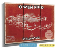Cutler West College Football Collection 48" x 32" / 3 Panel Canvas Wrap Oklahoma Sooners Football - Gaylord Family Oklahoma Memorial Vintage Stadium Blueprint Art Print 933350153_70081