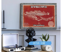Cutler West College Football Collection Oklahoma Sooners Football - Gaylord Family Oklahoma Memorial Vintage Stadium Blueprint Art Print