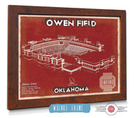 Cutler West College Football Collection 14" x 11" / Walnut Frame Oklahoma Sooners Football - Gaylord Family Oklahoma Memorial Vintage Stadium Blueprint Art Print 933350153_70034