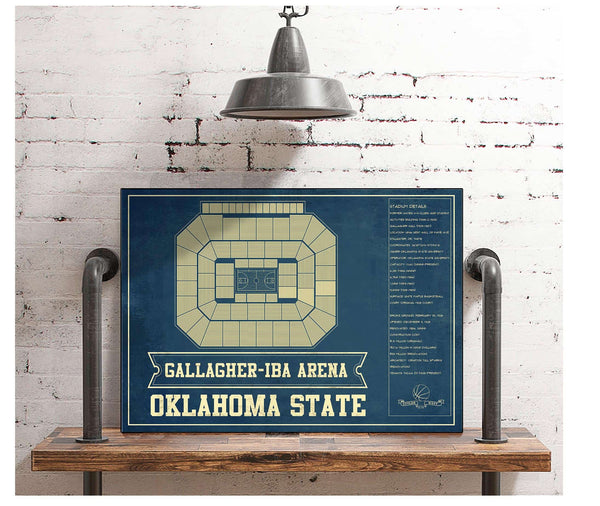 Cutler West Oklahoma State University Cowboys - Gallagher-Iba Arena Seating Chart - College Basketball Blueprint Art