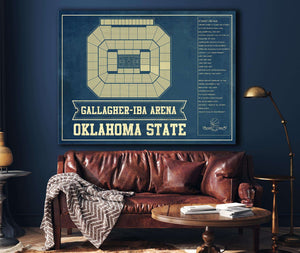 Cutler West Oklahoma State University Cowboys - Gallagher-Iba Arena Seating Chart - College Basketball Blueprint Art